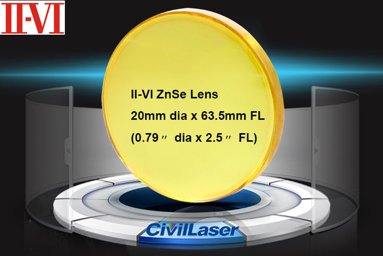 [IIVI] ZnSe Lens Laser Focus len 20mm dia x 63.5mm FL for CO2 laser cutter - Click Image to Close